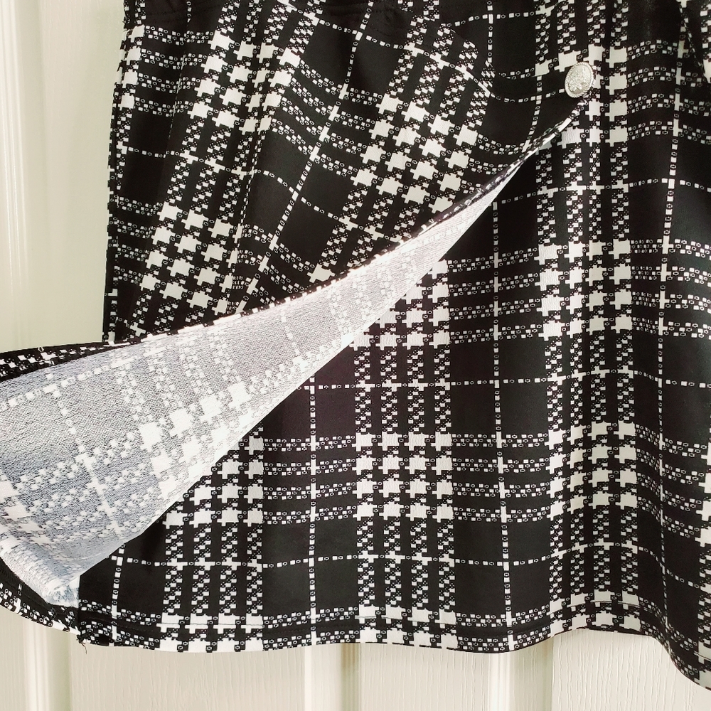 Black & White Plaid Y2K 90s Mini Skirt Size L/XL - Picture 3 of 5